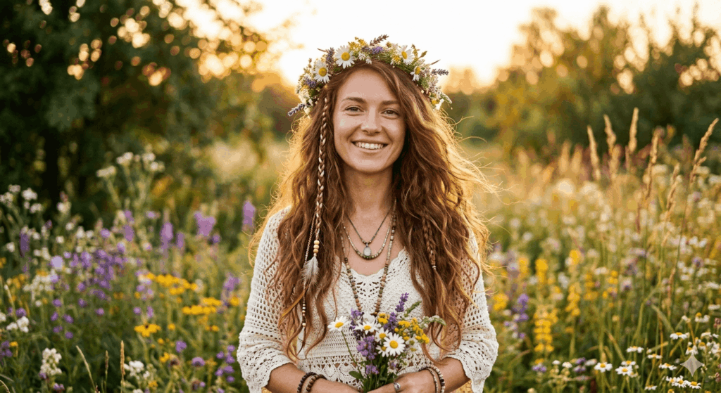 Hippie Frisur Damen Ideen 2026 Die schönsten Boho-Looks für lange, mittellange und kurze Haare